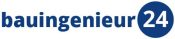 Logo mit dem Text bauingenieur in fetten blauen Buchstaben, gefolgt von einem blauen Kreis, der die Zahl 24 in Weiß enthält.